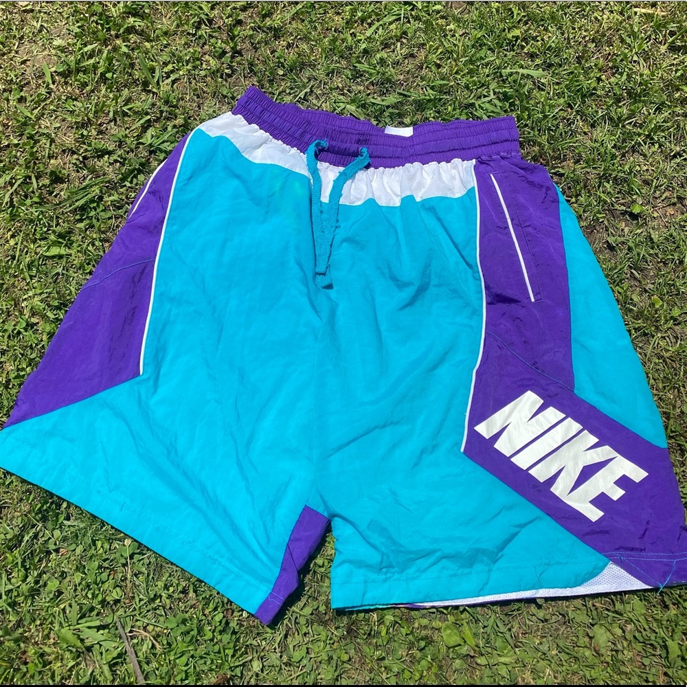 Nike teal and purple throwback shorts